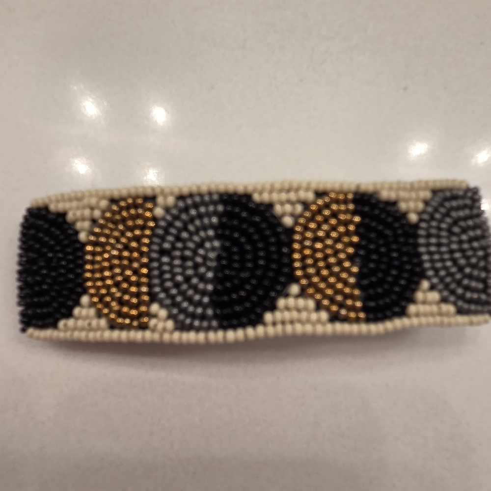 Beaded Hairband with Gold and Black Accents